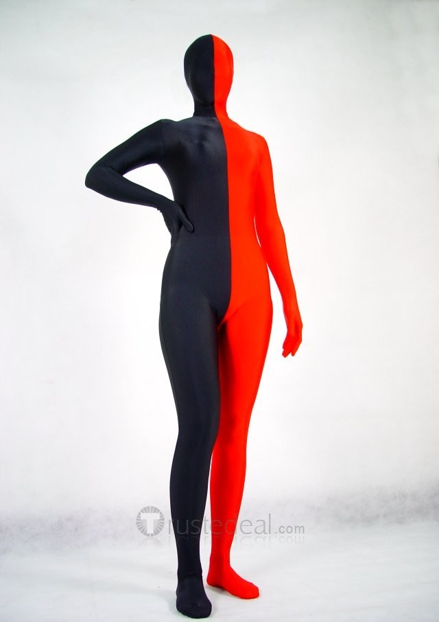 Halloween Costumes Red and Black Zentai Suit - Click Image to Close